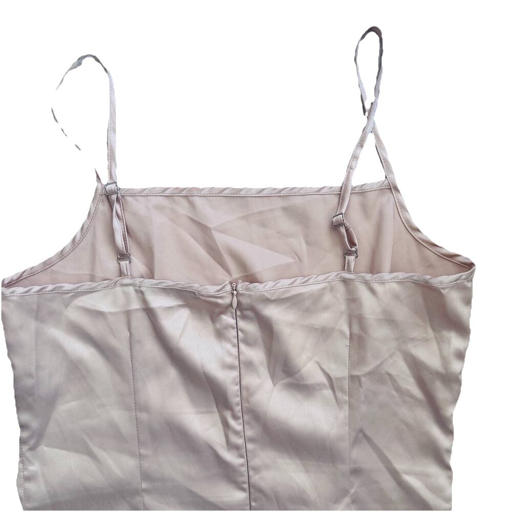 Calvin Rucker Silky Butter Beige Slip Dress M Neutral Sexy Sleek Lounge - Picture 5 of 6